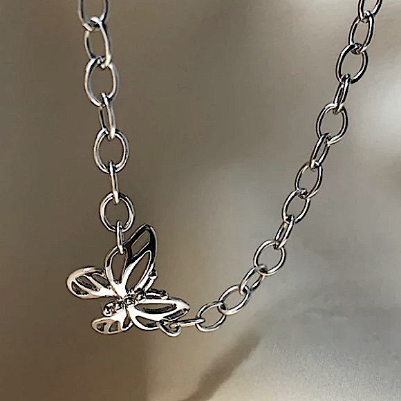 Sterling Silver Butterfly Choker - Picture 2 of 4
